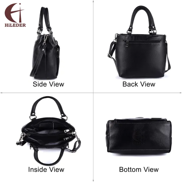 genuine_natural_leather_handbag_shoulder_tote_messenger_sling_top_handle_crossbody_bag_for_women_girls_|_front_zip_pocket_magnetic_closure_|_black