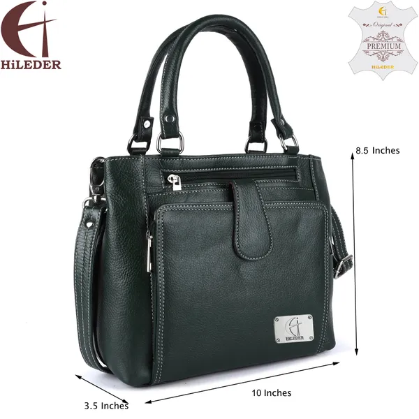 genuine_natural_leather_handbag_shoulder_tote_messenger_sling_top_handle_crossbody_bag_for_women_girls_|_front_zip_pocket_magnetic_closure_|_green