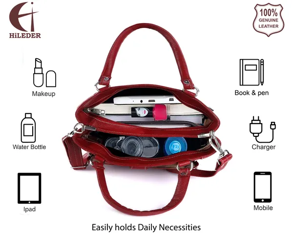 genuine_natural_leather_handbag_shoulder_tote_messenger_sling_top_handle_crossbody_bag_for_women_girls_|_front_zip_pocket_magnetic_closure_|_maroon