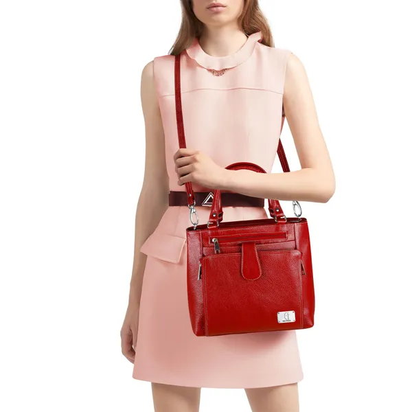 genuine_natural_leather_handbag_shoulder_tote_messenger_sling_top_handle_crossbody_bag_for_women_girls_|_front_zip_pocket_magnetic_closure_|_red