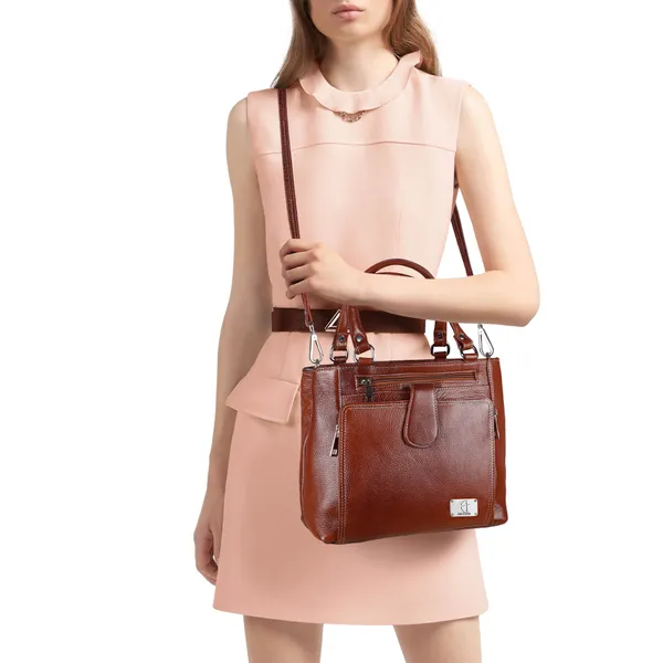 genuine_natural_leather_handbag_shoulder_tote_messenger_sling_top_handle_crossbody_bag_for_women_girls_|_front_zip_pocket_magnetic_closure_|_tan
