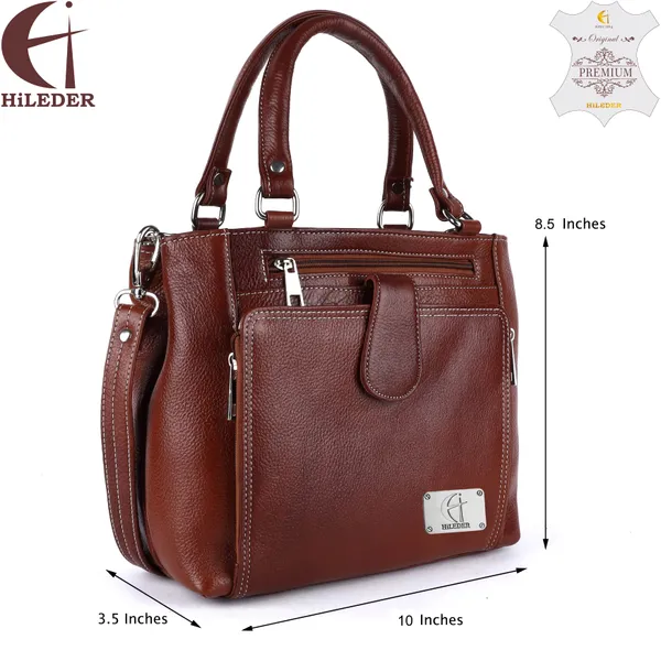 genuine_natural_leather_handbag_shoulder_tote_messenger_sling_top_handle_crossbody_bag_for_women_girls_|_front_zip_pocket_magnetic_closure_|_tan