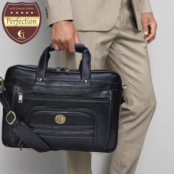 100%_pure_genuine_leather_15_inch_office_bag_briefcase_laptop_messenger_shoulder_bag,_black