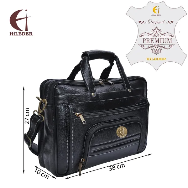 100%_pure_genuine_leather_15_inch_office_bag_briefcase_laptop_messenger_shoulder_bag,_black