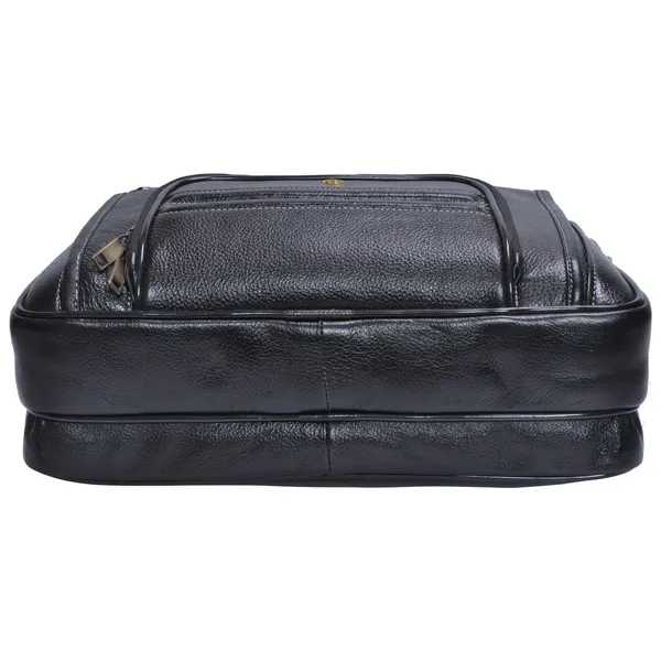 100%_pure_genuine_leather_15_inch_office_bag_briefcase_laptop_messenger_shoulder_bag,_black