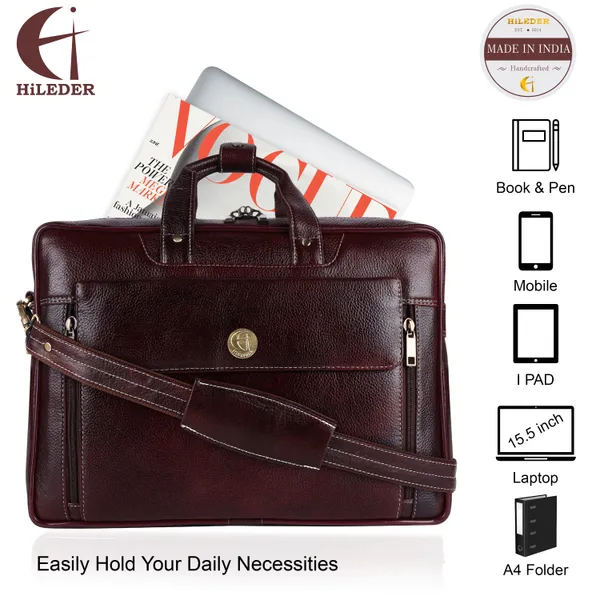 Pure_Brown_Leather_Stylish_15.5"_Laptop_Messenger_Travel_Office_Bag_For_Men__&_Women.