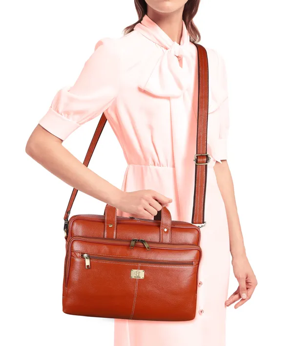 pure_genuine_leather_spacious_padded_laptop_compartment_stylish_14.5_inch_briefcase_laptop_messenger_office_bag_for_men_women,_tan