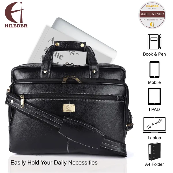 pure_genuine_leather_spacious_padded_laptop_compartment_stylish_14.5_inch_briefcase_laptop_messenger_office_bag_for_men_women,_black