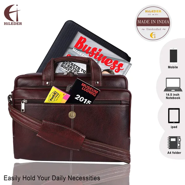 pure_genuine_leather_spacious_padded_laptop_compartment_stylish_14.5_inch_briefcase_laptop_messenger_office_bag_for_men_women,_brown
