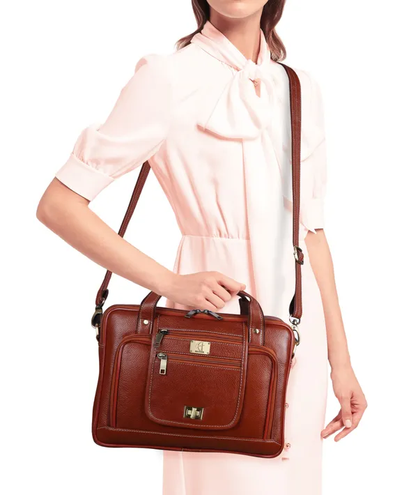 pure_genuine_leather_stylish_14_inches_designer_padded_laptop_compartment_briefcase_laptop_messenger_office_bag_for_gents_ladies,_zebra