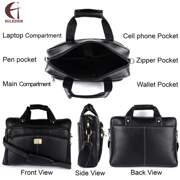 100%_pure_genuine_leather_15_inch_briefcase_laptop_messenger_shoulder_office_executive_bag,_black