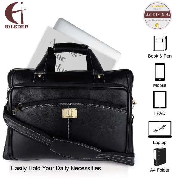 100%_pure_genuine_leather_15_inch_briefcase_laptop_messenger_shoulder_office_executive_bag,_black