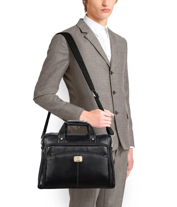 100%_pure_genuine_leather_15_inch_briefcase_laptop_messenger_shoulder_office_executive_bag,_black