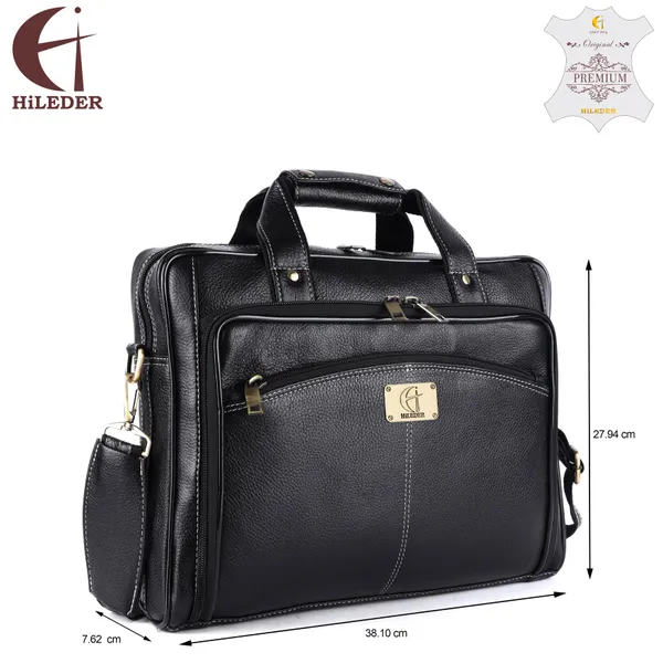 100%_pure_genuine_leather_15_inch_briefcase_laptop_messenger_shoulder_office_executive_bag,_black