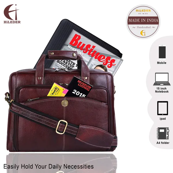 100%_pure_genuine_leather_15_inch_travel_briefcase_laptop_messenger_office_bag,_deep_brown