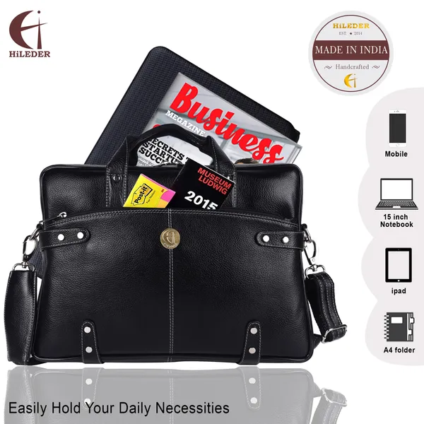100%_pure_genuine_leather_gothic_style_15_inch_business_briefcase_laptop_messenger_office_bag_for_men_women,_black
