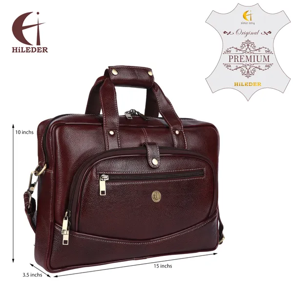 100%_pure_genuine_leather_15.5_inch_designer_briefcase_laptop_messenger_office_bag_for_men_boys,_deep_brown