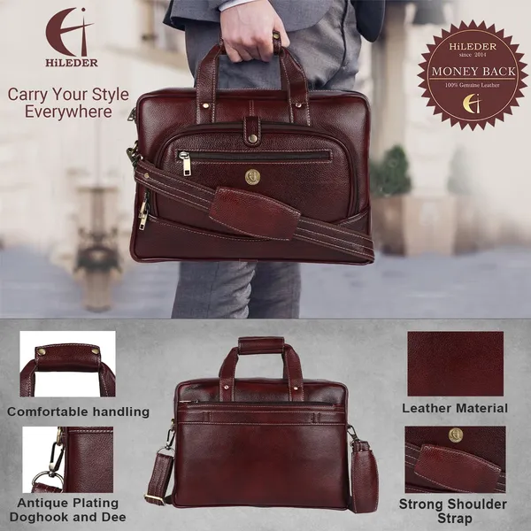 100%_pure_genuine_leather_15.5_inch_designer_briefcase_laptop_messenger_office_bag_for_men_boys,_deep_brown