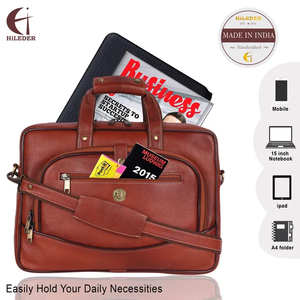 100%_pure_genuine_leather_15.5_inch_designer_briefcase_laptop_messenger_office_bag_for_men_boys,_tan