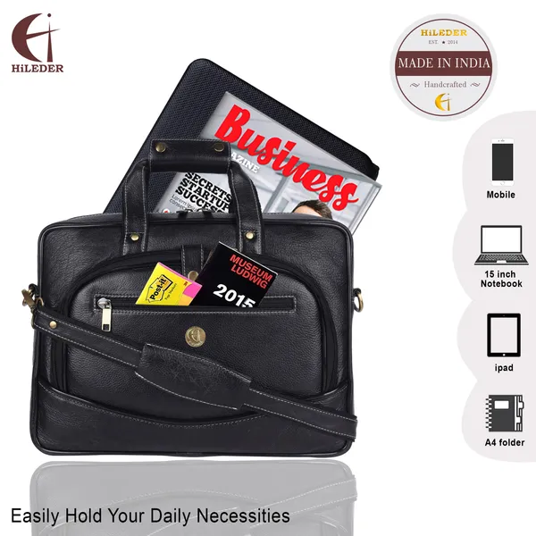 100%_pure_genuine_leather_15.5_inch_designer_briefcase_laptop_messenger_office_bag_for_men_boys,_black