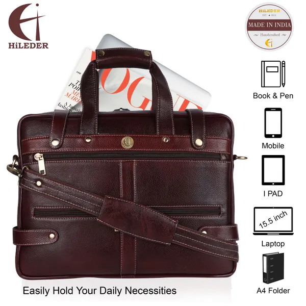 100%_pure_genuine_leather_15_inch_office_bag_briefcase_laptop_messenger_shoulder_bag,_brown
