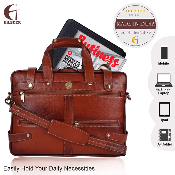 100%_pure_genuine_leather_stylish_15"_designer_office_briefcase_laptop_shoulder_messenger_bag_for_men_women,_tan