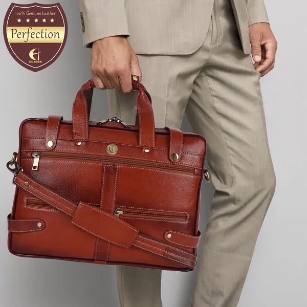 100%_pure_genuine_leather_stylish_15"_designer_office_briefcase_laptop_shoulder_messenger_bag_for_men_women,_tan