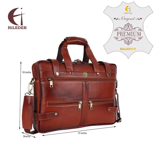 100%_pure_genuine_leather_stylish_15"_designer_office_briefcase_laptop_shoulder_messenger_bag_for_men_women,_tan