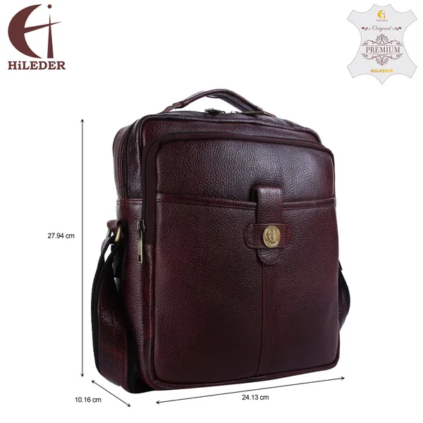 100%_pure_genuine_leather_stylish_11_inches_sling_cross_body_travel_office_tablet_bag_for_men_and_women,_brown