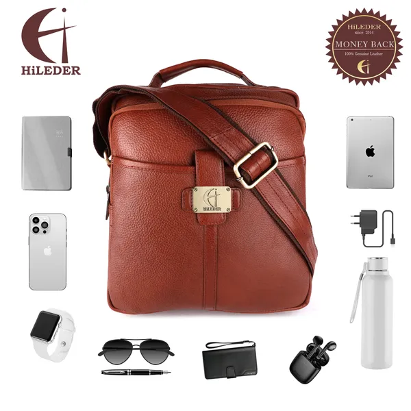 100%_pure_genuine_leather_11_inch_sling_travel_office_tablet_accessories_bag,_tan