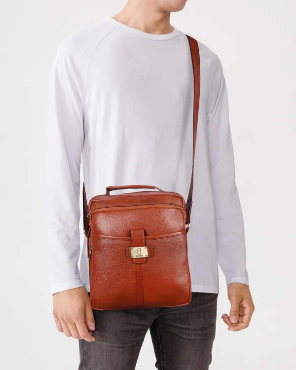 100%_pure_genuine_leather_11_inch_sling_travel_office_tablet_accessories_bag,_tan