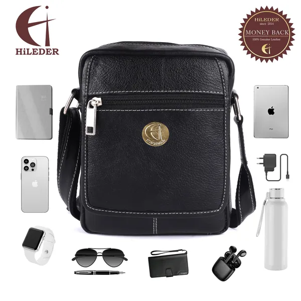 100%_pure_genuine_leather_8_inches_sling_travel_office_tab_bag,_black