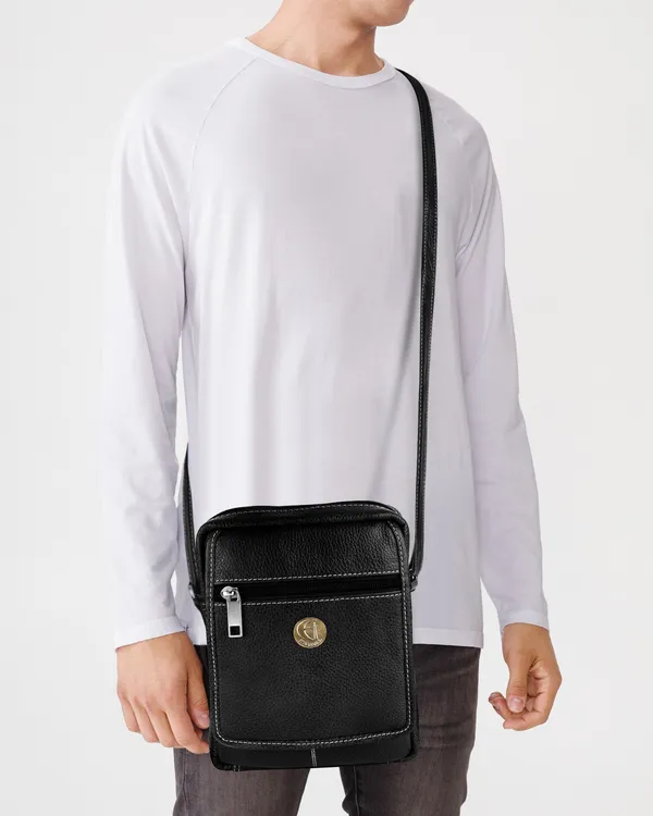 100%_pure_genuine_leather_8_inches_sling_travel_office_tab_bag,_black