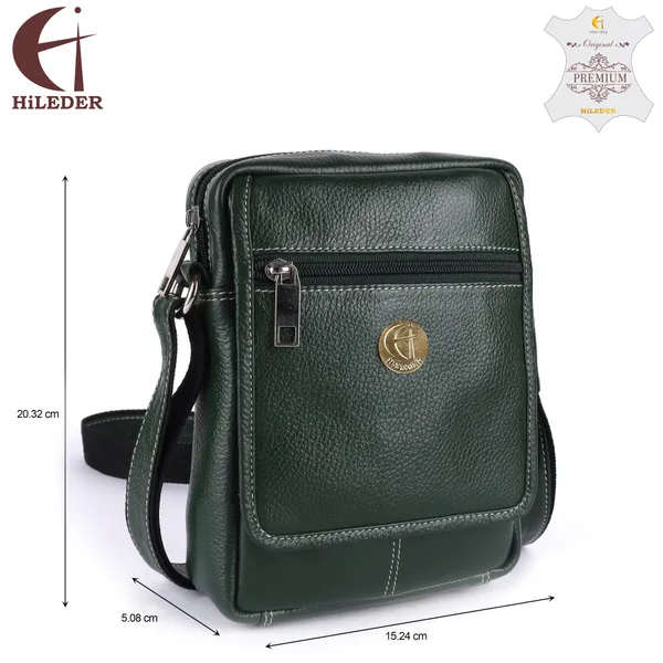 100%_pure_genuine_leather_8_inches_sling_travel_office_tab_bag,_green