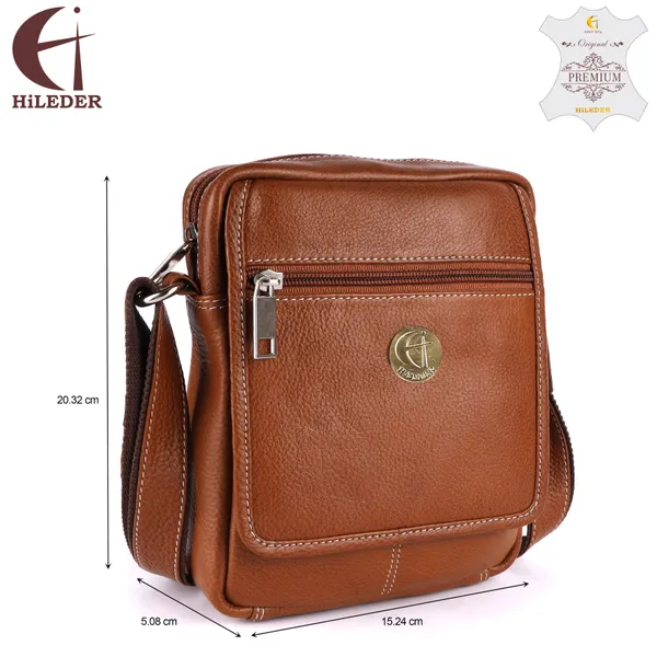 100%_pure_genuine_leather_handy_8_inch_sling_travel_cross_body_office_utility_tablet_bag_for_men_and_women,_tan