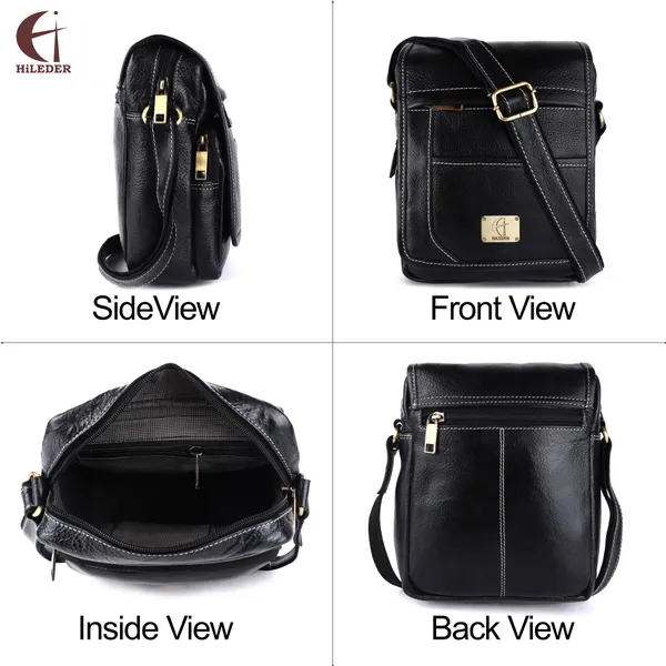 pure_genuine_leather_9_inches_sling_cross_body_travel_office_tablet_bag_with_flap_for_men_and_women,_black