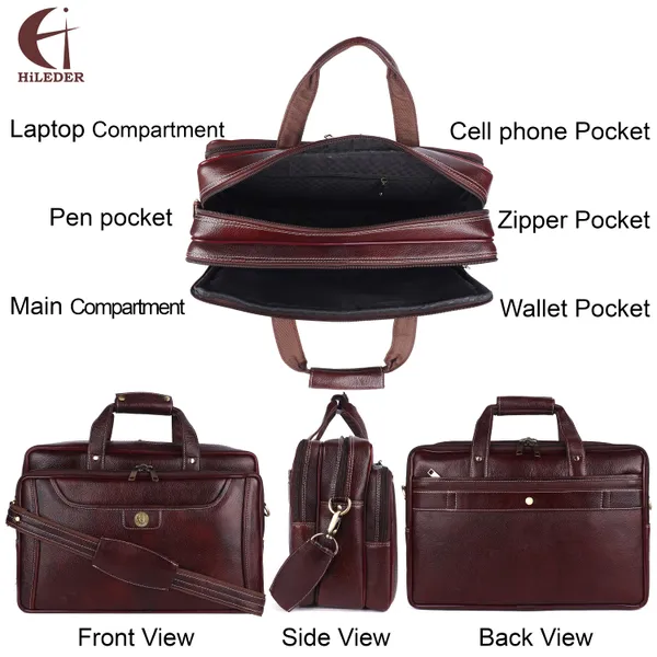 100%_pure_genuine_premium_ndm_leather_16_inch_briefcase_laptop_messenger_satchel_office_bag,_brown