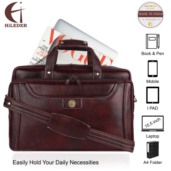 100%_pure_genuine_premium_ndm_leather_16_inch_briefcase_laptop_messenger_satchel_office_bag,_brown