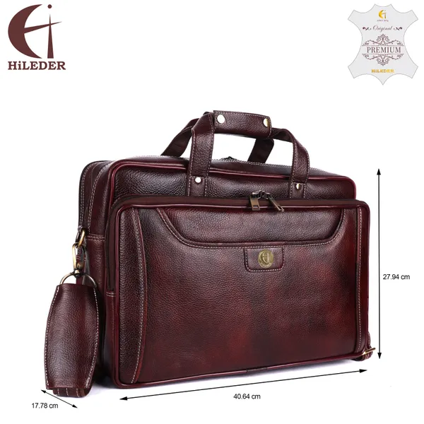 100%_pure_genuine_premium_ndm_leather_16_inch_briefcase_laptop_messenger_satchel_office_bag,_brown
