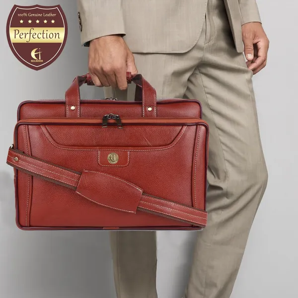 100%_pure_genuine_premium_ndm_leather_16_inch_briefcase_laptop_messenger_satchel_office_bag,_tan