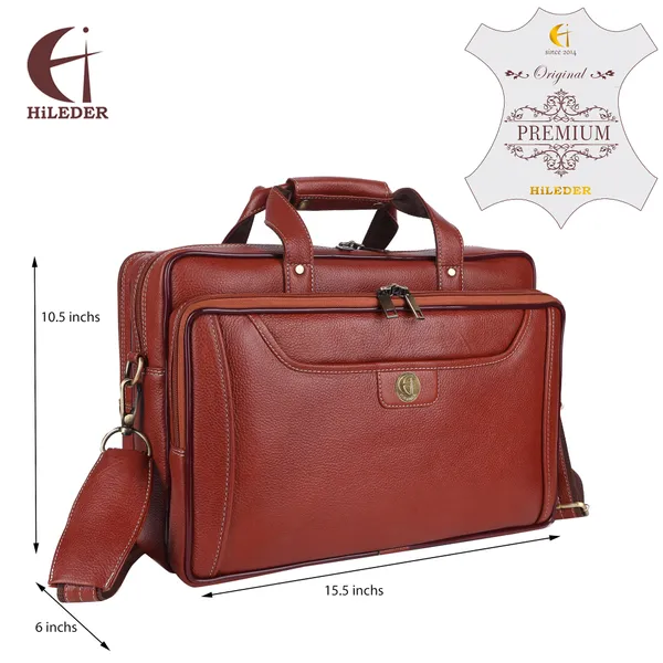 100%_pure_genuine_premium_ndm_leather_16_inch_briefcase_laptop_messenger_satchel_office_bag,_tan