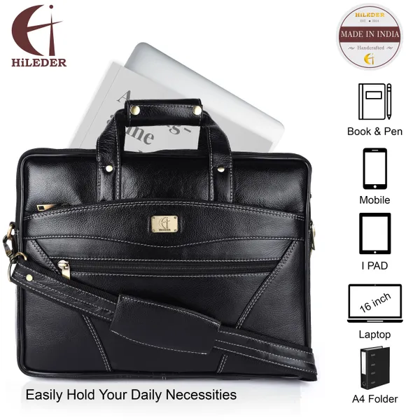pure_genuine_premium_ndm_leather_15_inch_briefcase_laptop_messenger_satchel_office_bag,_black