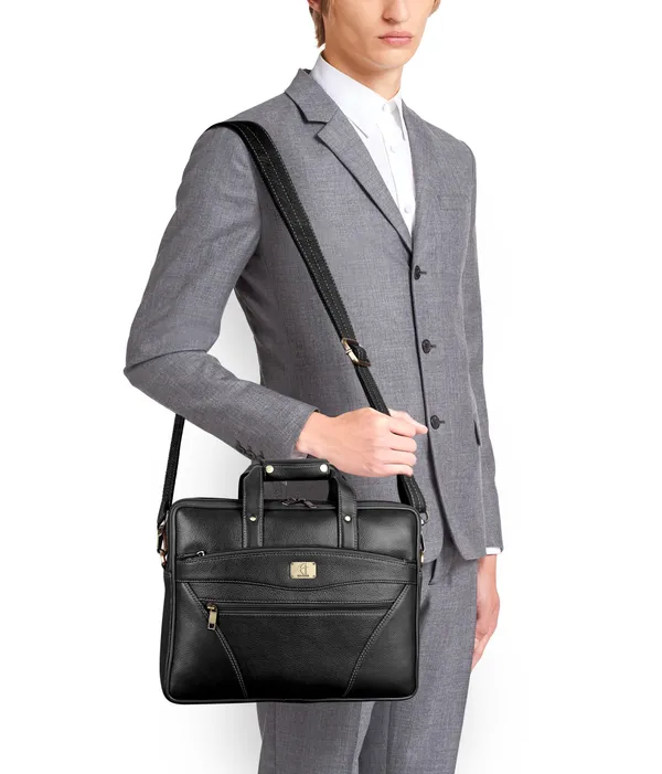 pure_genuine_premium_ndm_leather_15_inch_briefcase_laptop_messenger_satchel_office_bag,_black