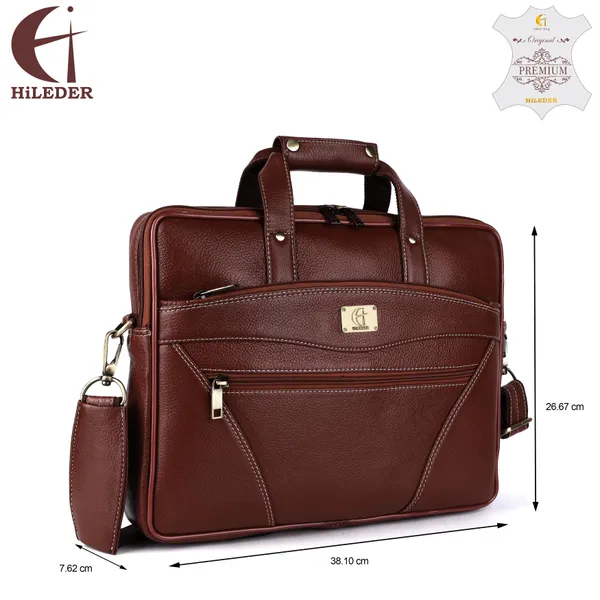 pure_genuine_premium_ndm_leather_15_inch_briefcase_laptop_messenger_satchel_office_bag,_brown