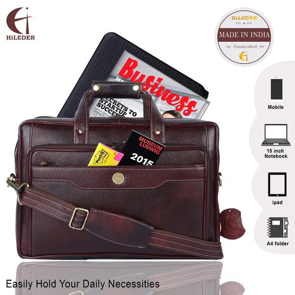 100%_pure_genuine_premium_ndm_leather_15.75_inch_briefcase_laptop_messenger_satchel_office_bag,_brown
