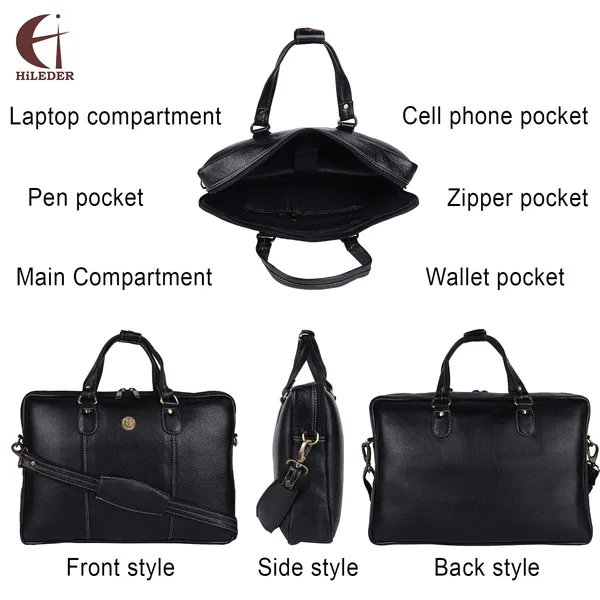 100%_pure_genuine_premium_ndm_leather_16_inch_briefcase_laptop_messenger_satchel_office_bag,_black