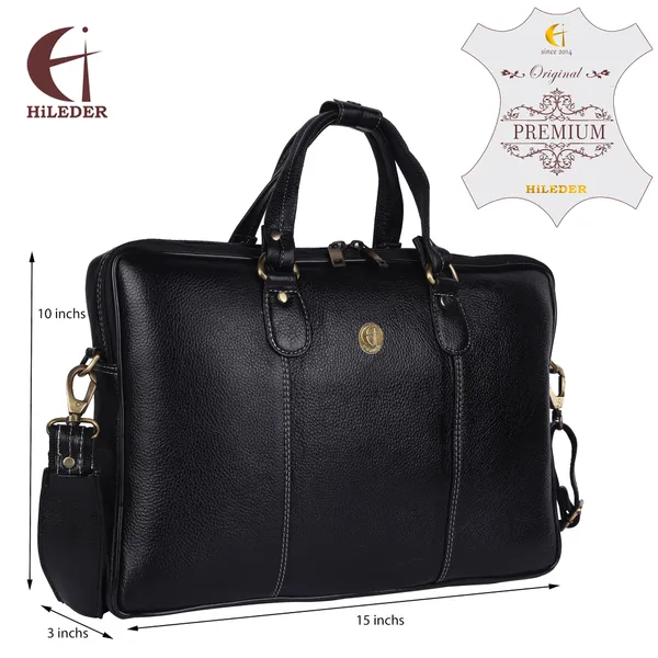 100%_pure_genuine_premium_ndm_leather_16_inch_briefcase_laptop_messenger_satchel_office_bag,_black