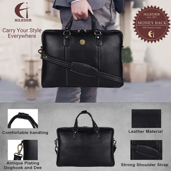 100%_pure_genuine_premium_ndm_leather_16_inch_briefcase_laptop_messenger_satchel_office_bag,_black
