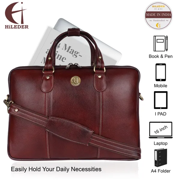 100%_pure_genuine_premium_ndm_leather_16_inch_briefcase_laptop_messenger_satchel_office_bag,_brown