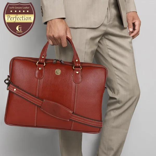 100%_pure_genuine_premium_ndm_leather_16_inch_briefcase_laptop_messenger_satchel_office_bag,_tan
